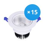Confezione Multipack 15x Downlight LED Il Giro Inclinabile 12W 960lm 60D - 930 Luce Calda -  | 110mm - Ritaglio 90mm - UGR <19